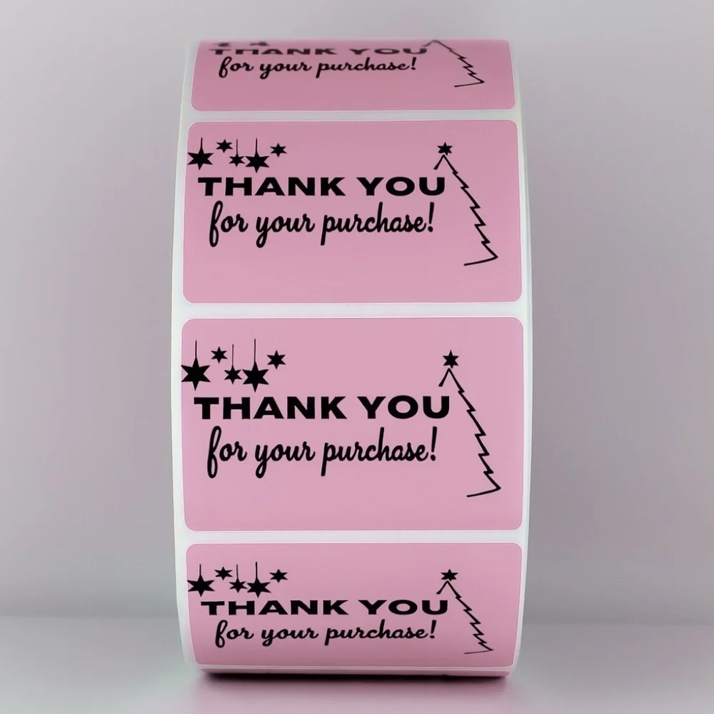 Thank You For Your Purchase Stickers Christmas Tree & Stars - Holiday Packaging